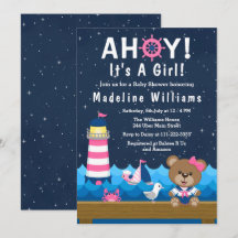 Urso Menina Náutica Rosa e Azul Marinho Chave de B