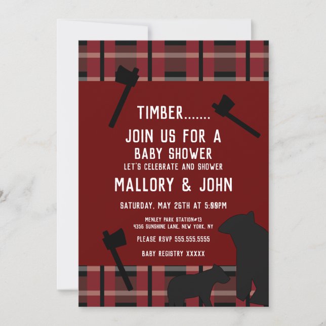 Convites Urso Natureza e Queda de Ax Lumbarjack (Frente)