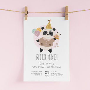 Convites Urso Panda Bonito Festejando 1º Aniversário