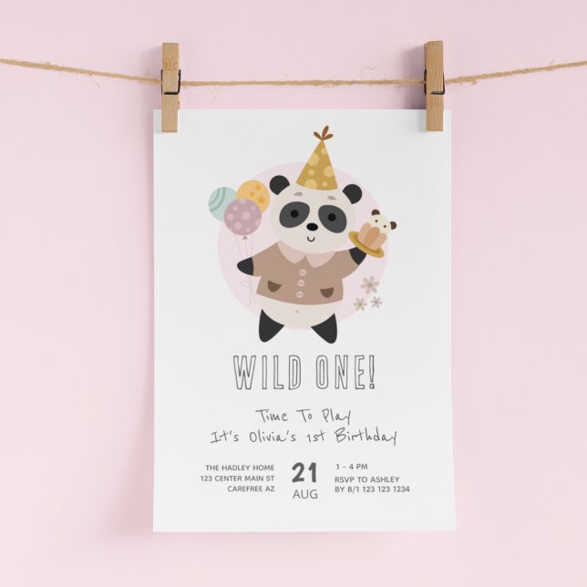 Convites Urso Panda Bonito Festejando 1º Aniversário (Criador carregado)