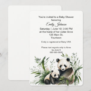 Convites Urso Panda Com Filhote