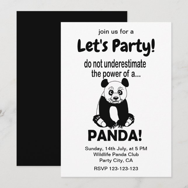 Convites Urso Panda Engraçado Fofo Animal Panda (Frente/Verso)