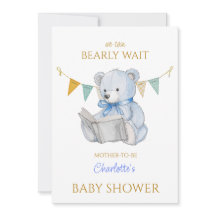 Urso Personalizado lendo um Chá de fraldas de livr
