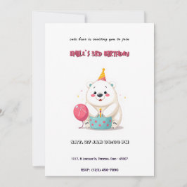 Convites Urso Polar Bonito de Aniversário com Chapéu do Par