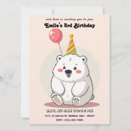 Convites Urso Polar Bonito de Aniversário com Chapéu do Par