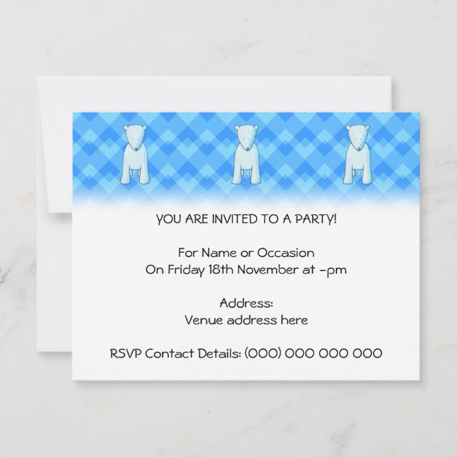 Convites Urso polar de bebê bonito. (Frente)