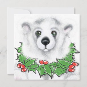 Convites Urso polar fofo de Natal, ursinho do Papai Noel