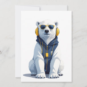 Convites Urso Polar Vestindo Hoodie Engraçado Vetor Animal