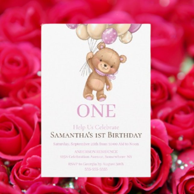 Convites urso primeiro aniversario feliz (Sweet Teddy Bear Baby Shower Invitations)