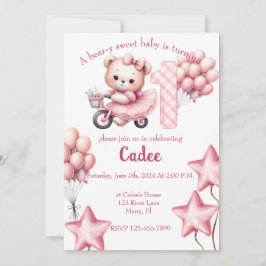 Convites Urso Rosa no aniversário do BIcycle