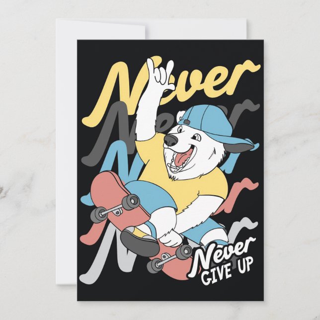 Convites Urso Skatista Skate Nunca Desista (Frente)