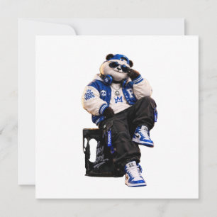 Convites Urso Teddy de Hip Hop Legal com Botão de Costas Re