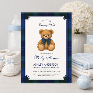Convites Urso Teddy Elegante Churrasco de Bebê Mal Podemos 