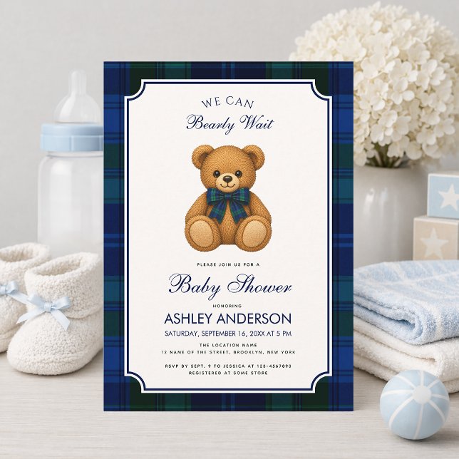 Convites Urso Teddy Elegante Churrasco de Bebê Mal Podemos  (Criador carregado)