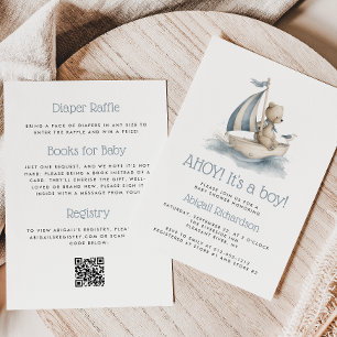 Convites Urso Teddy Náutico Fofo Código QR Churrasco de Beb