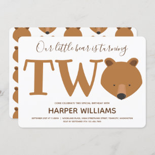 Convites Urso Transformando Dois Animais Segundo Aniversári