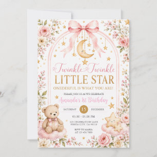 Convites Urso Twinkle Twinkle Little Star 1º Aniversário