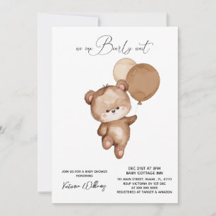 Convites Urso Urso Brown Aguarda Churrasco de Bebê