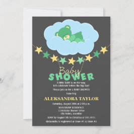 Convites Urso Verde Dormindo no Chá de fraldas de Nuvem