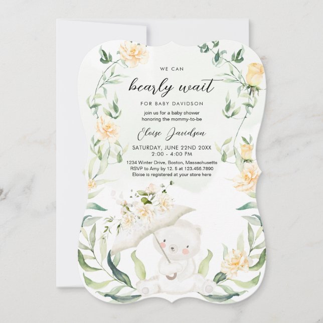 Convites Urso Verde Sexo Amarelo Neutro Chá de fraldas I (Frente)