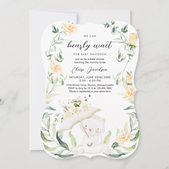 Convites Urso Verde Sexo Amarelo Neutro Chá de fraldas I (Frente)