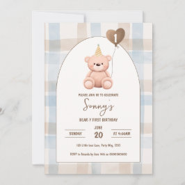 Convites Urso-y Primeiro Aniversário Festa 1rua Boho Urso M