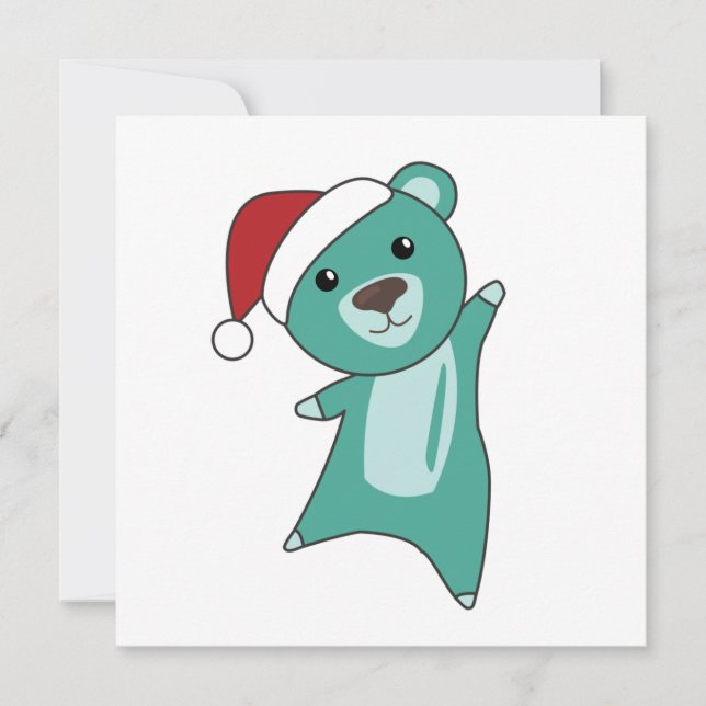 Convites Ursos Coloridos Brancos Felizes De Natal (Frente)