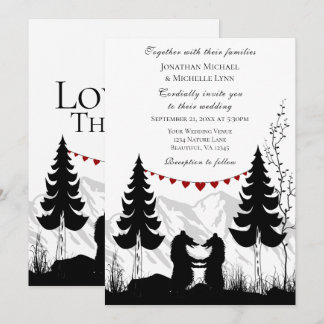 Convites Ursos de Montanha Amor e Obrigados no Casamento Tr