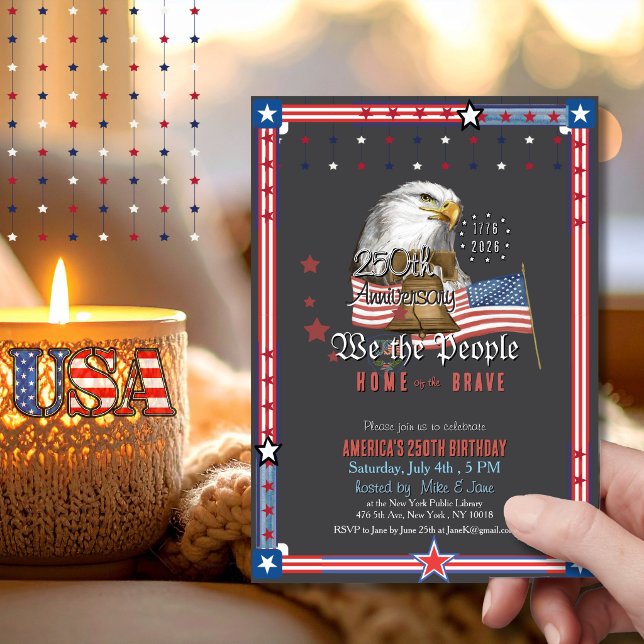 Convites US 250 Anniversary  Eagle & Bell Illustration (US 250 Anniversary Eagle & Bell Illustration Invitation)