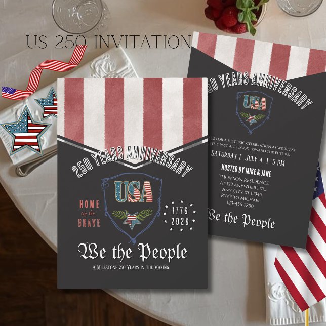 Convites US 250 We the People Patriotic Anniversary  (US 250 We the People Patriotic Anniversary Invitation)