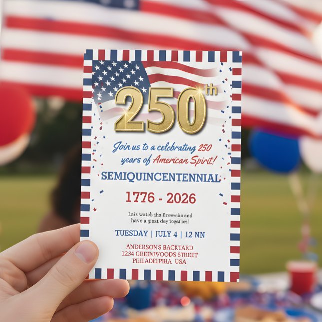 Convites US 250 Years Anniversary Party Invitation (Criador carregado)