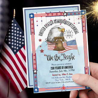 Convites US 250th Anniversary Liberty Bell Eagle Invitation