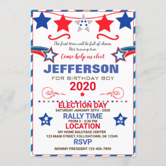 CONVITES US BIRTHDAY BOY ELECTION BIRTHDAY INVITATION