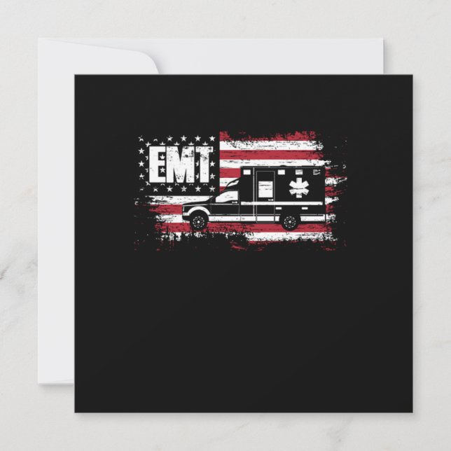 Convites USA Flag Ambulance EMT EMS Doctor First Aid Parame (Frente)