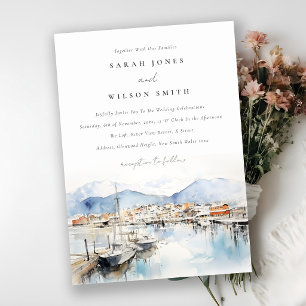 Convites Ushuaia, Argentina Aquarela Paisagem Casamento