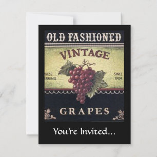 Convites Uvas de moda antiga, vinho púrpura e vinho preto