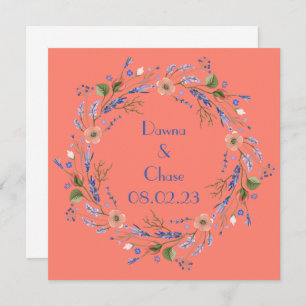 Convites Uvas para vinho Flores Personalizadas Laranja Rosa