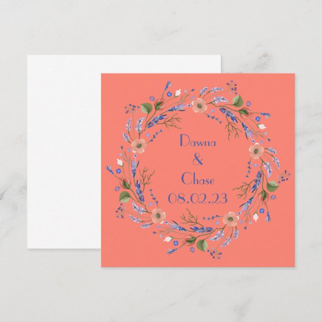 Convites Uvas para Vinho Flores Personalizadas Rosa Laranja (Frente/Verso)