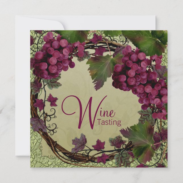 Convites Uvas Vermelhas Vintage do Velho Mundo Toscano (Frente)