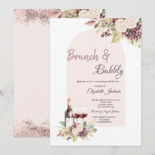 Convites Uvas Vinícolas Flores Boho Brunch & Espumante