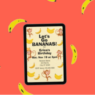Convites Vá bananas, Aniversário do macaco amarelo