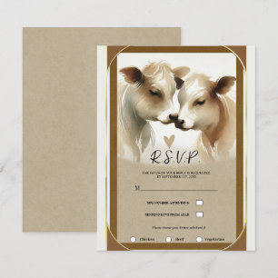 Convites Vaca Amor Marrom Creme País Casamento RSVP