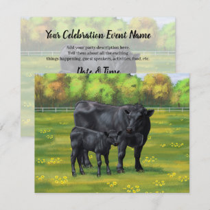 Convites Vaca Angus Negra e Vitelo Negra em Pastagem de Ver