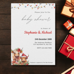 Convites Vaca e Chá de fraldas de Natal de Flores