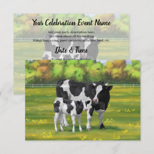 Convites Vaca Holstein e Vitelo Fresco na Pastagem de Verão