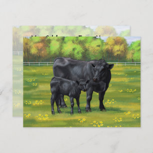 Convites Vaca Negra e Vitelo Fresco na Pastagem de Verão