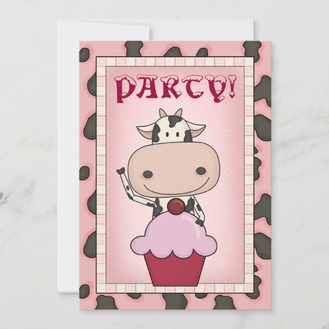 Convites Vaca - partido do sorvete & do patinagem no gelo (Frente)