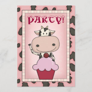 Convites Vaca - partido do sorvete & do patinagem no gelo