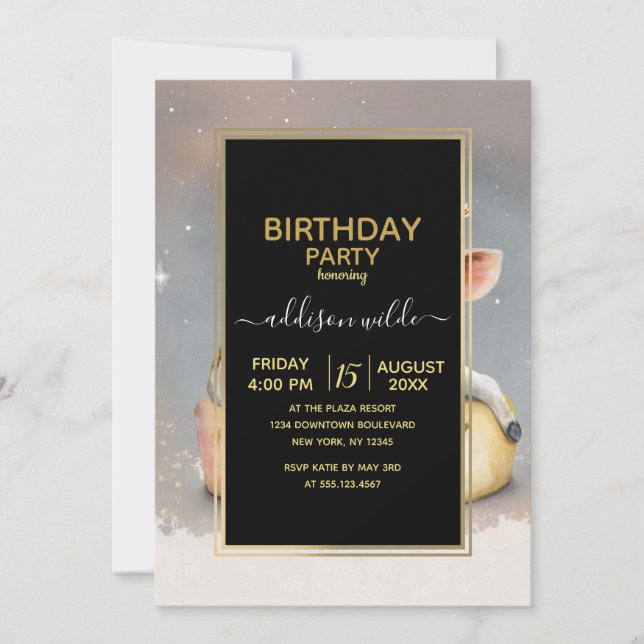 Convites Vaca Real Sonhando com Trono de Queijo (Frente)