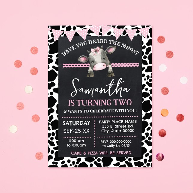 Convites Vaca Rosa Você Ouviu O Aniversário Do Moos (Criador carregado)